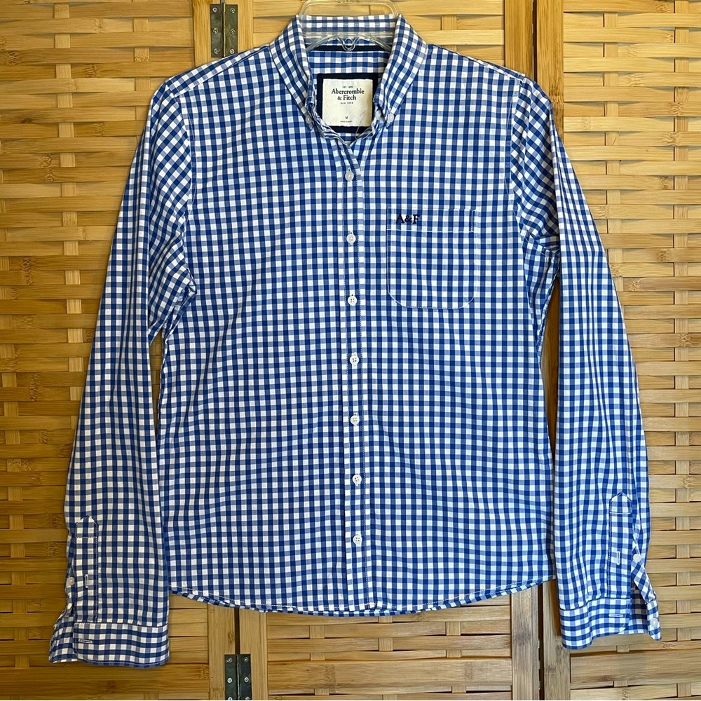 Abercrombie & Fitch New York Women's Button Front Gingham Check Long Sleeve